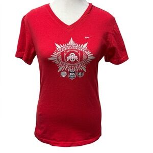 Nike Team Red Ohio State Buckeyes 2008 Champ V-Neck Women's Graphic Tee Size M